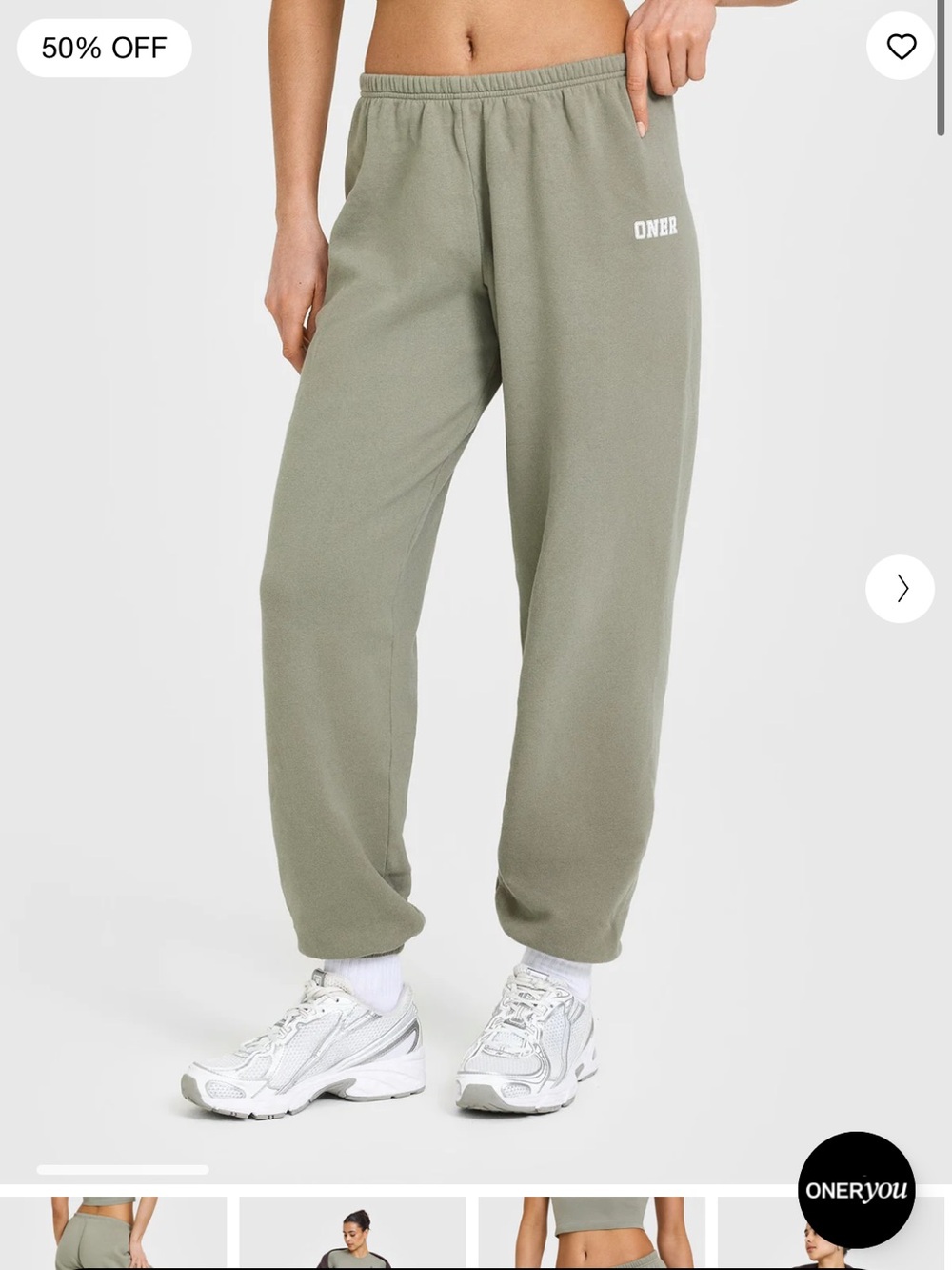 Oner Active Soft Sage Green Mid Weight Joggers Medium